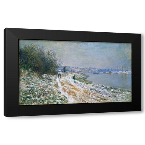 Chemin de hallage Argenteuil Black Modern Wood Framed Art Print with Double Matting by Monet, Claude