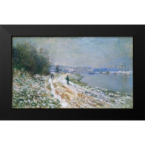 Chemin de hallage Argenteuil Black Modern Wood Framed Art Print by Monet, Claude