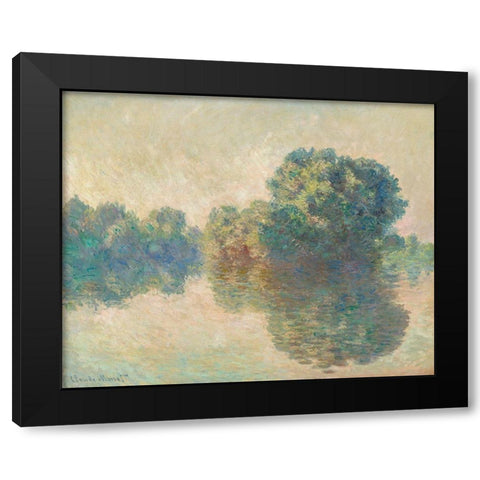 The Seine at Giverny Black Modern Wood Framed Art Print by Monet, Claude