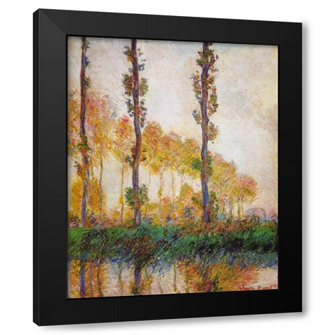Poplars (Autumn) Black Modern Wood Framed Art Print by Monet, Claude