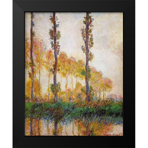 Poplars (Autumn) Black Modern Wood Framed Art Print by Monet, Claude
