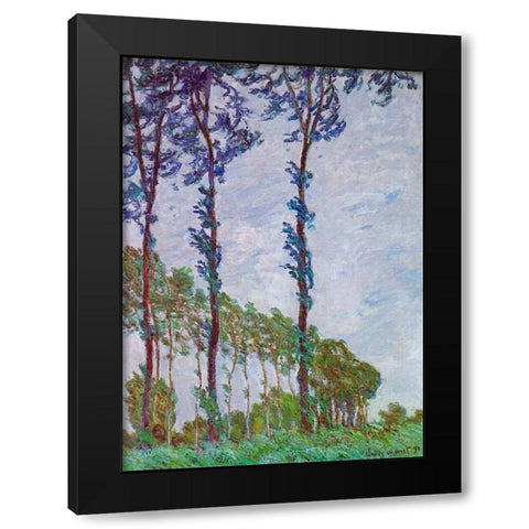 Poplars (Wind effect) Black Modern Wood Framed Art Print with Double Matting by Monet, Claude