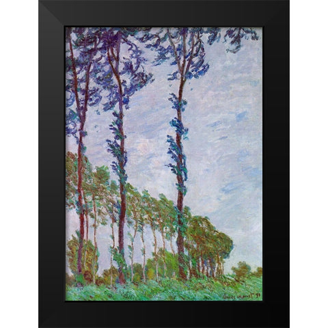 Poplars (Wind effect) Black Modern Wood Framed Art Print by Monet, Claude