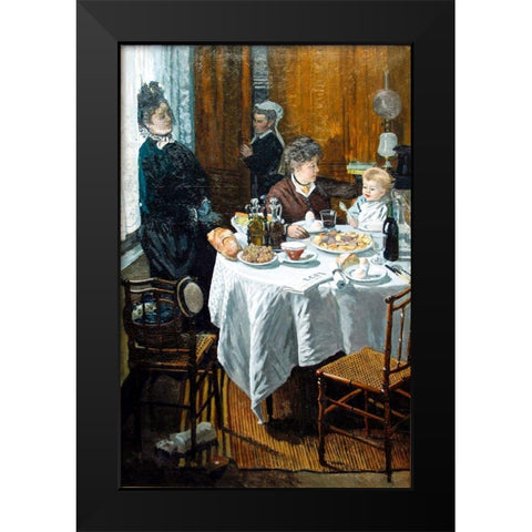 The Luncheon (1868) Black Modern Wood Framed Art Print by Monet, Claude
