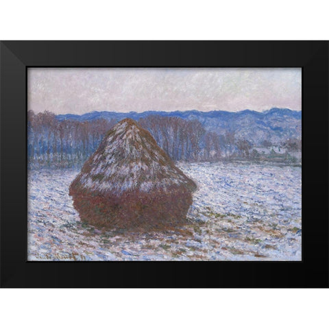 Stack of Wheat Black Modern Wood Framed Art Print by Monet, Claude