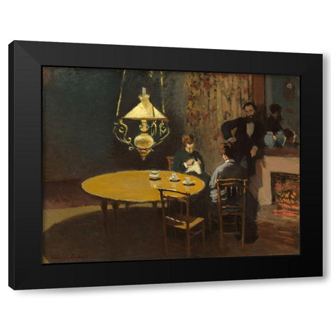 Interior, after Dinner Black Modern Wood Framed Art Print by Monet, Claude