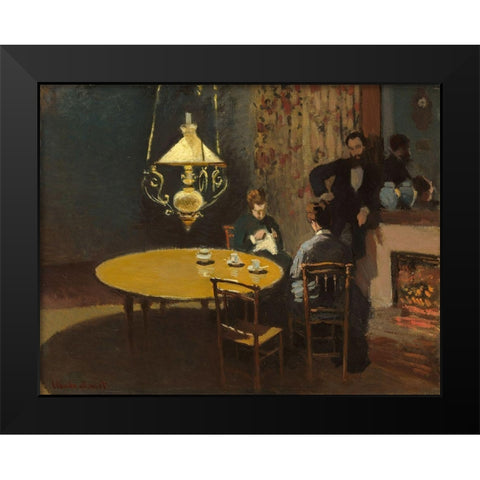 Interior, after Dinner Black Modern Wood Framed Art Print by Monet, Claude