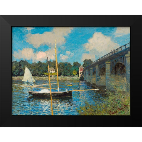 The Bridge at Argenteuil Black Modern Wood Framed Art Print by Monet, Claude
