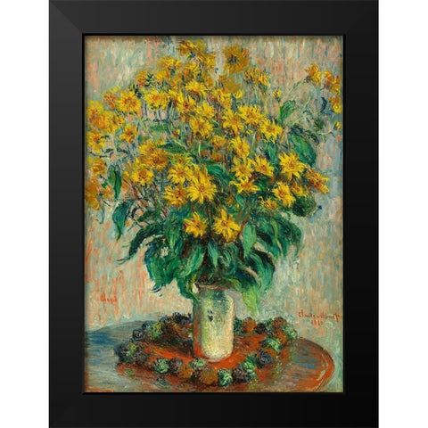 Jerusalem Artichoke Flowers Black Modern Wood Framed Art Print by Monet, Claude