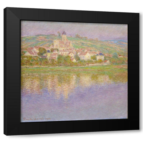 VÃ©theuil Black Modern Wood Framed Art Print with Double Matting by Monet, Claude