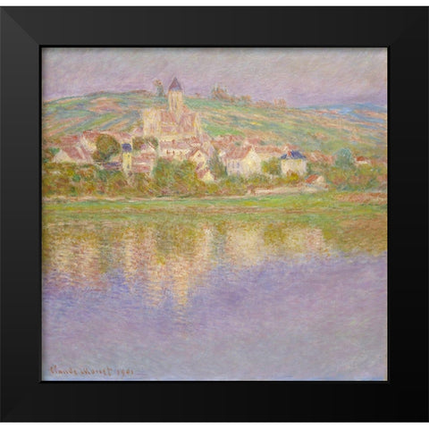 VÃ©theuil Black Modern Wood Framed Art Print by Monet, Claude