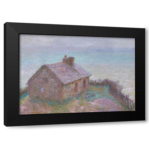 The Customs House at Varengeville Black Modern Wood Framed Art Print with Double Matting by Monet, Claude