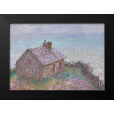 The Customs House at Varengeville Black Modern Wood Framed Art Print by Monet, Claude