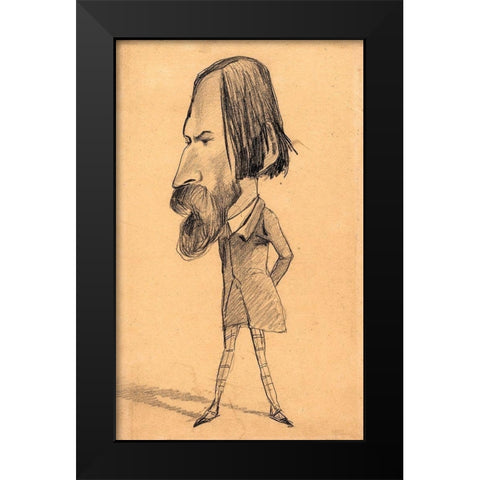 Caricature of Auguste Vacquerie Black Modern Wood Framed Art Print by Monet, Claude