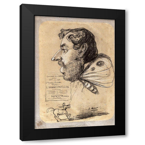 Caricature of Jules Didier (â€œButterfly Manâ€) Black Modern Wood Framed Art Print with Double Matting by Monet, Claude