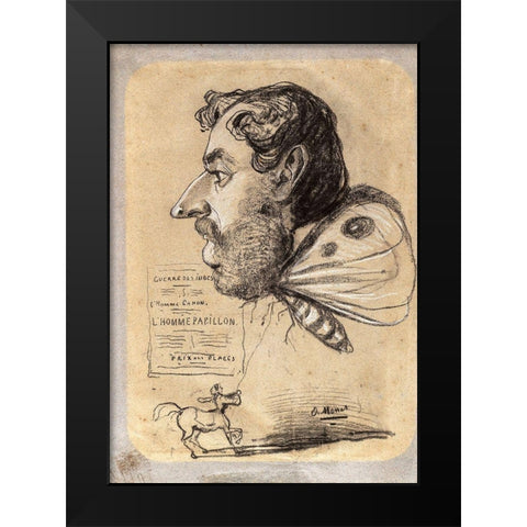Caricature of Jules Didier (â€œButterfly Manâ€) Black Modern Wood Framed Art Print by Monet, Claude