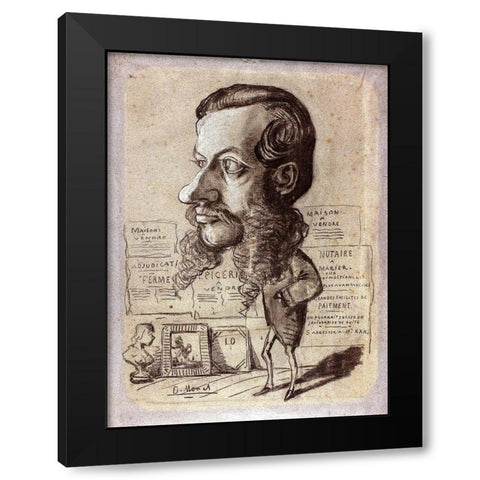 Caricature of LÃ©on Manchon Black Modern Wood Framed Art Print with Double Matting by Monet, Claude