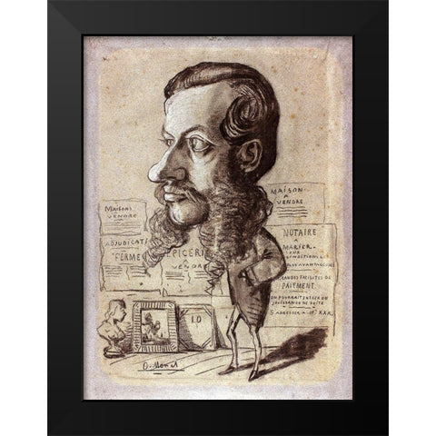 Caricature of LÃ©on Manchon Black Modern Wood Framed Art Print by Monet, Claude