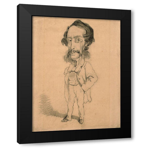 Caricature of Mario Uchard Black Modern Wood Framed Art Print with Double Matting by Monet, Claude