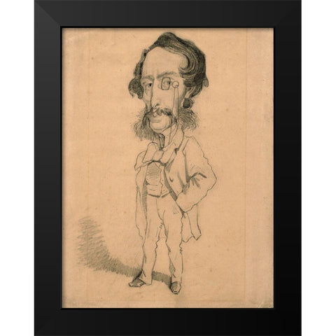 Caricature of Mario Uchard Black Modern Wood Framed Art Print by Monet, Claude