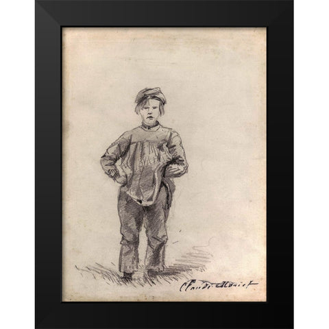 Boy in the Country Black Modern Wood Framed Art Print by Monet, Claude