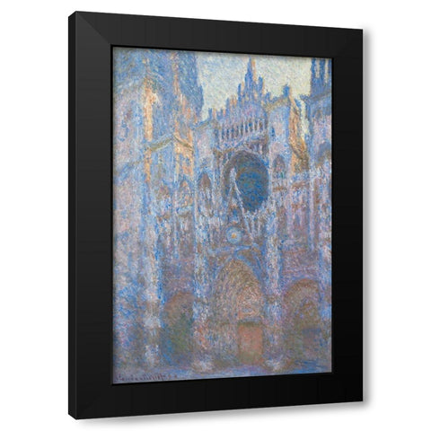 Rouen Cathedral, West FaÃ§ade Black Modern Wood Framed Art Print with Double Matting by Monet, Claude