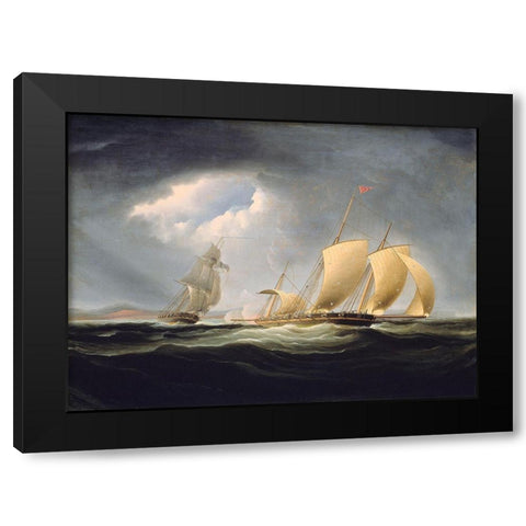 Capture of the Tripoli by the Enterprise Black Modern Wood Framed Art Print by Birch, Thomas