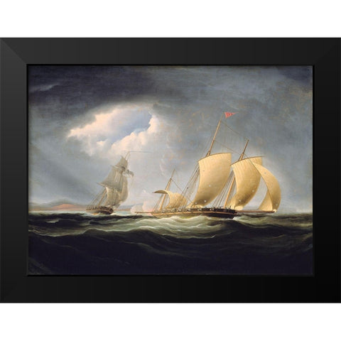 Capture of the Tripoli by the Enterprise Black Modern Wood Framed Art Print by Birch, Thomas