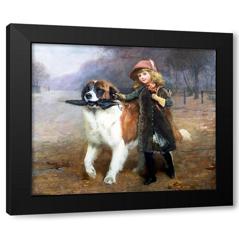 Off to School Black Modern Wood Framed Art Print with Double Matting by Barber, Charles Burton