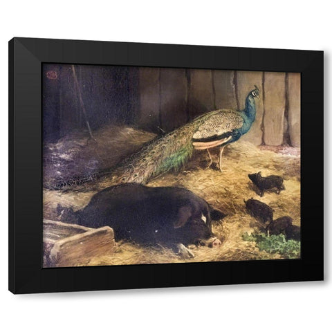 Beauty and the Beast Black Modern Wood Framed Art Print by Barber, Charles Burton