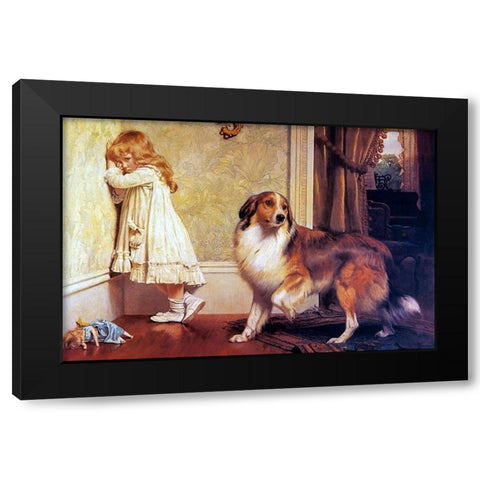 A Special Pleader Black Modern Wood Framed Art Print by Barber, Charles Burton