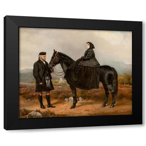 Queen Victoria with John Brown Black Modern Wood Framed Art Print with Double Matting by Barber, Charles Burton