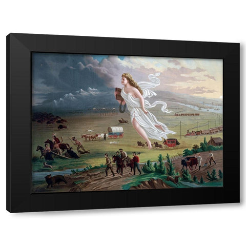 American Progress Black Modern Wood Framed Art Print with Double Matting by Gast, John