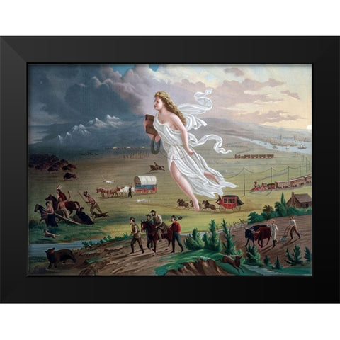 American Progress Black Modern Wood Framed Art Print by Gast, John