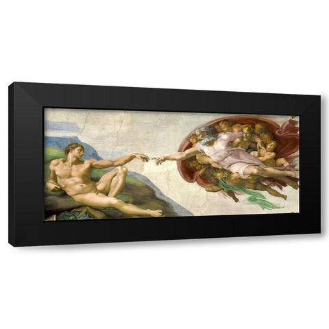 The Creation of Adam Black Modern Wood Framed Art Print with Double Matting by Michelangelo