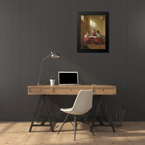 An Exciting Read Black Modern Wood Framed Art Print by Firle, Walter
