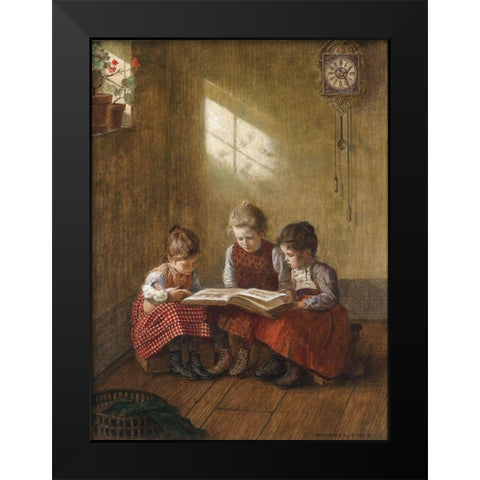 An Exciting Read Black Modern Wood Framed Art Print by Firle, Walter
