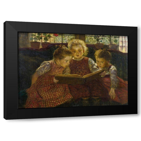 A Good Book Black Modern Wood Framed Art Print with Double Matting by Firle, Walter
