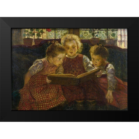 A Good Book Black Modern Wood Framed Art Print by Firle, Walter