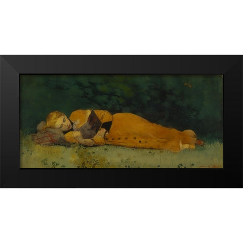 The New Novel Black Modern Wood Framed Art Print by Homer, Winslow