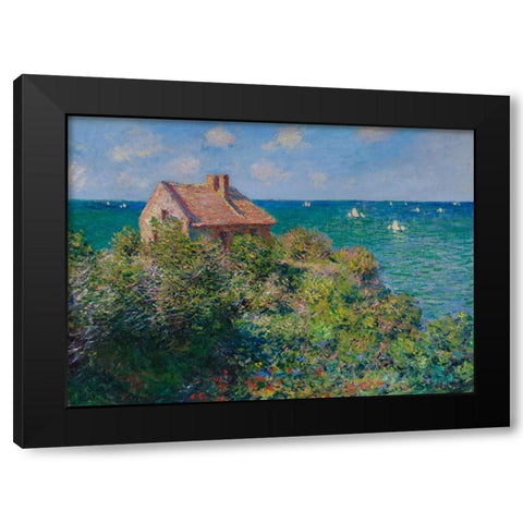Fishermans Cottage Black Modern Wood Framed Art Print with Double Matting by Monet, Claude
