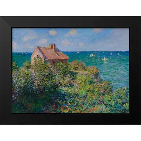 Fishermans Cottage Black Modern Wood Framed Art Print by Monet, Claude