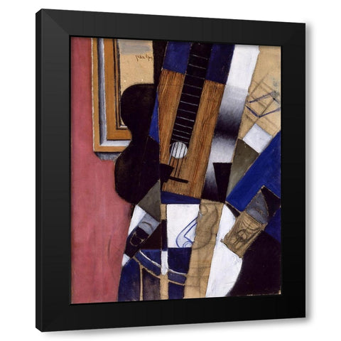 Guitar and Pipe Black Modern Wood Framed Art Print by Gris, Juan
