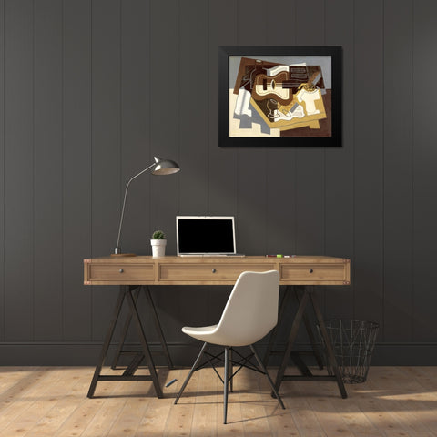 Guitar with Clarinet Black Modern Wood Framed Art Print by Gris, Juan