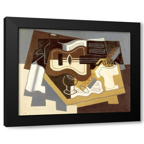 Guitar with Clarinet Black Modern Wood Framed Art Print with Double Matting by Gris, Juan