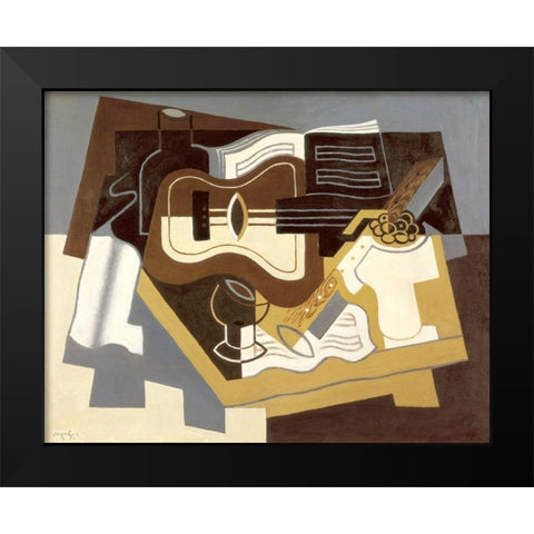 Guitar with Clarinet Black Modern Wood Framed Art Print by Gris, Juan