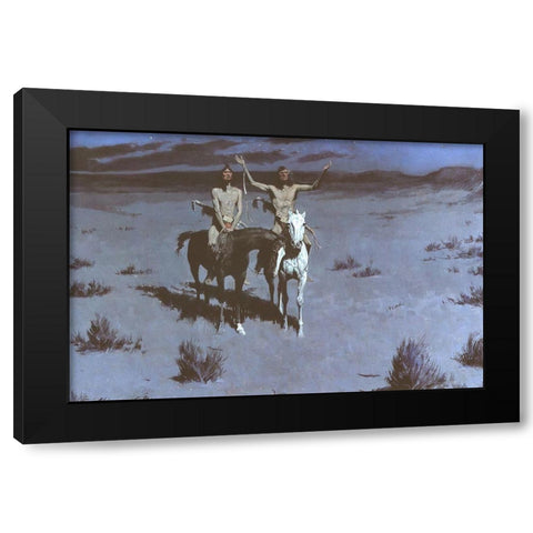 Pretty Mother of the Nightâ€”White Otter is No Longer a Boy Black Modern Wood Framed Art Print by Remington, Frederic