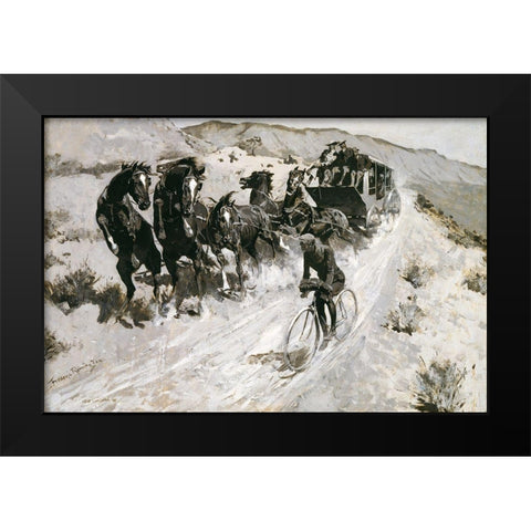 The Right of the Road Black Modern Wood Framed Art Print by Remington, Frederic