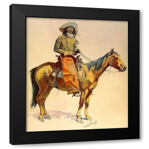 Arizona cowboy Black Modern Wood Framed Art Print with Double Matting by Remington, Frederic