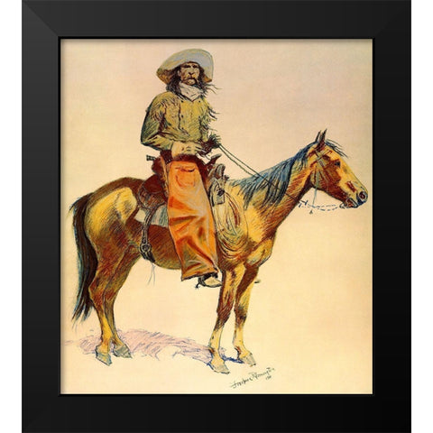 Arizona cowboy Black Modern Wood Framed Art Print by Remington, Frederic